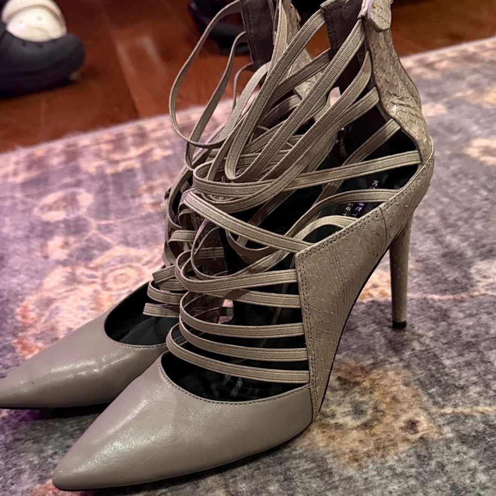 Elegant Gray Strappy Heels